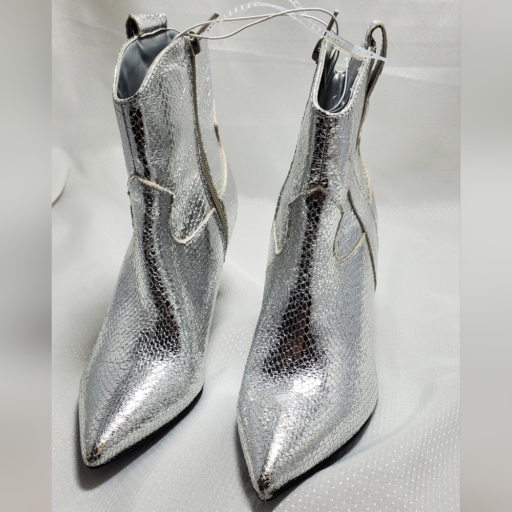 Guess Silver Ankle Boots - Picture 2 of 9